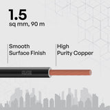 Polycab Optima+ PVC Insulated Copper 1.5 SQMM FRLF House Wire 90M Black