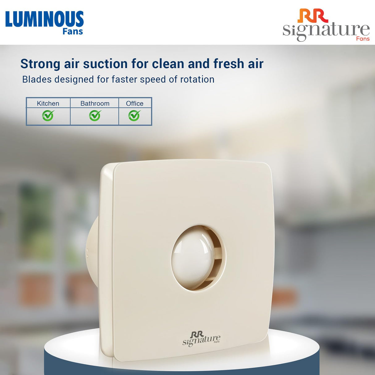 The RR Signature Vento Air 100mm Exhaust fa with strong air suction for clean and fresh air  with blades designed for faster speed of rotation 