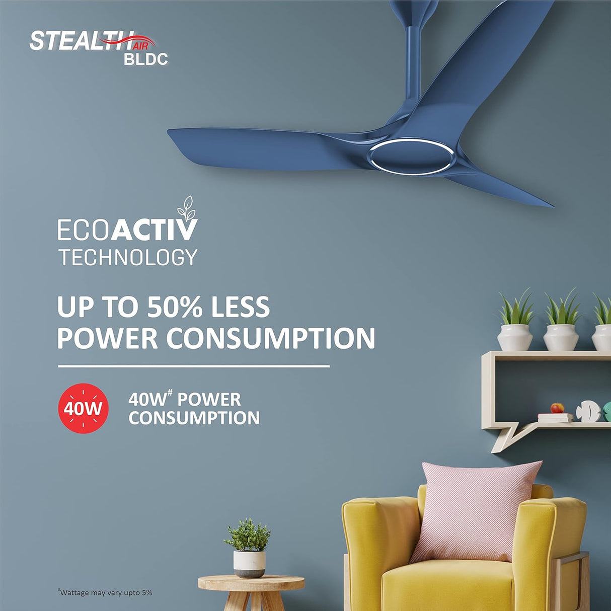 Havells 1200Mm Stealth Air Bldc Motor Ceiling Fan (Indigo Blue)