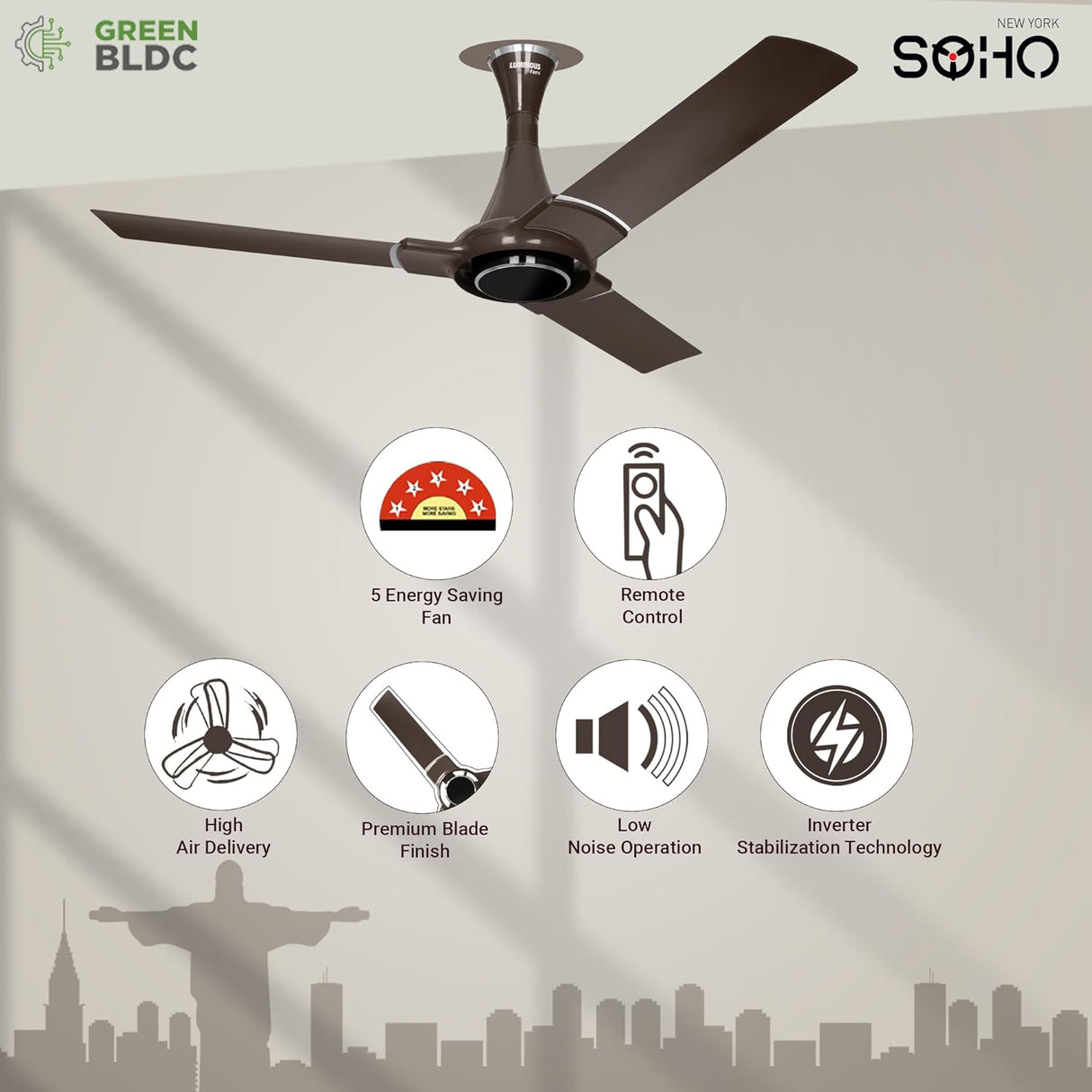 RR Signature SOHO BLDC 1200mm Ceiling Fan (Ale Brown)