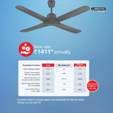 Havells 1200Mm Libeccio Bldc Motor Ceiling Fan with remote (Slate)