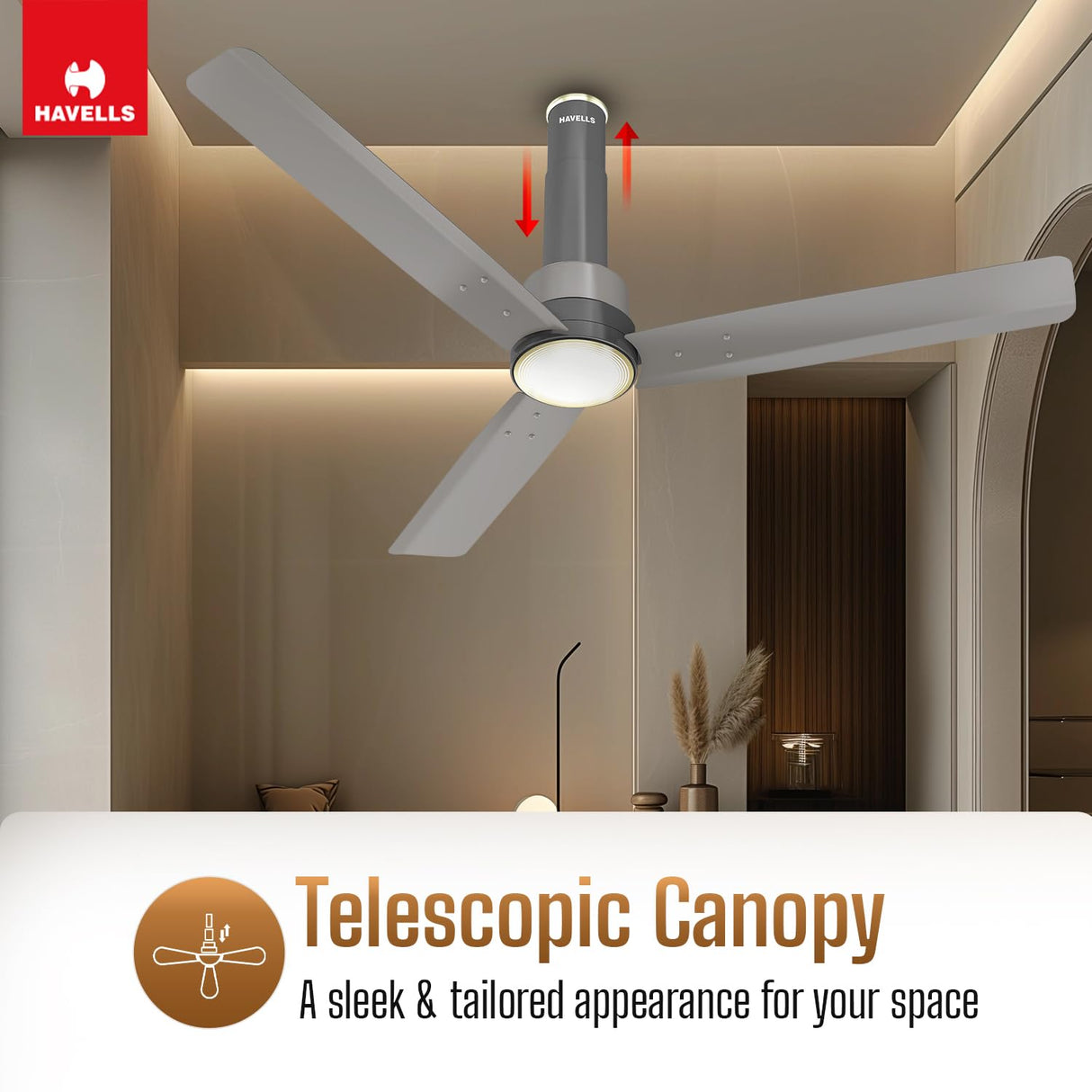 Havells 1200mm Elio Prime BLDC Ceiling Fan (Slate Mist))