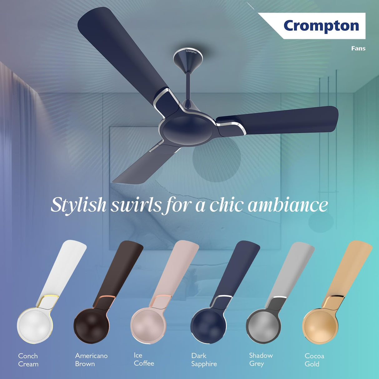 Crompton Premion Avancer Swirl 1200mm Ceiling Fan (Dark Sapphire)