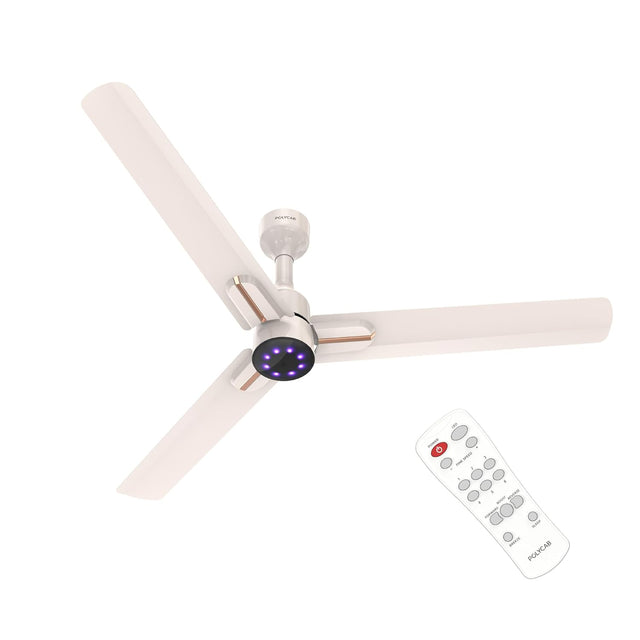 Ceiling fan with remote control on a white background