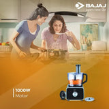 Bajaj FX-1000 DLX Food Processor & Mixer Grinder | 1000W Copper Motor | 9 Attachments | 3 Jars | Safety Interlock | Black