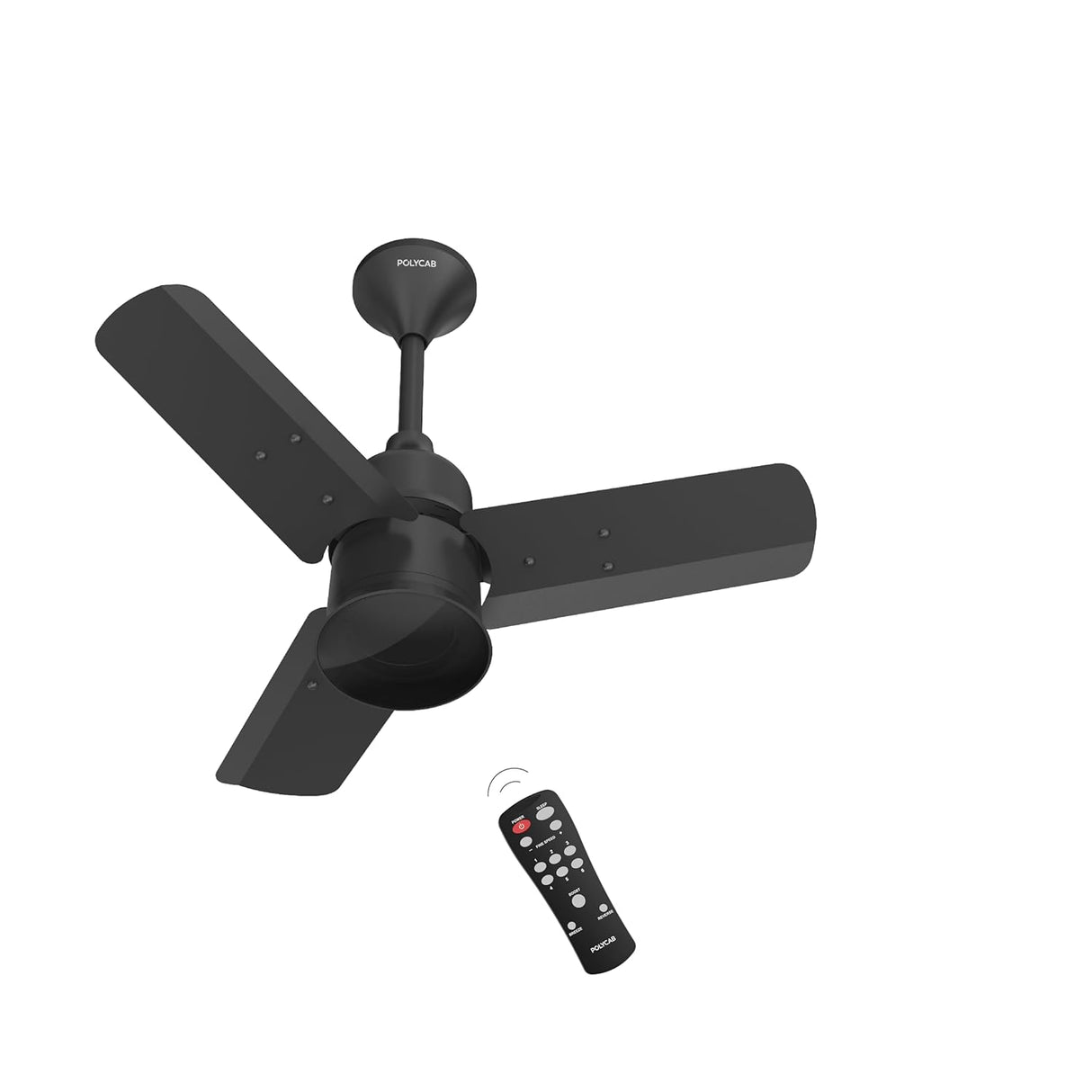 Polycab Silencio Mini 600mm 5-Star BLDC Remote Ceiling fan (Matt Black)