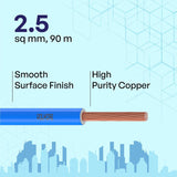 Polycab Optima+ PVC Insulated Copper 2.5 SQMM FRLF House Wire 90M Blue