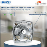 Luminous Fans RR Signature fan with features highlighted on a blurred kitchen background