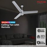 Polycab Silencio Mini 1200mm BLDC Ceiling fan with Remote (Cool Grey)