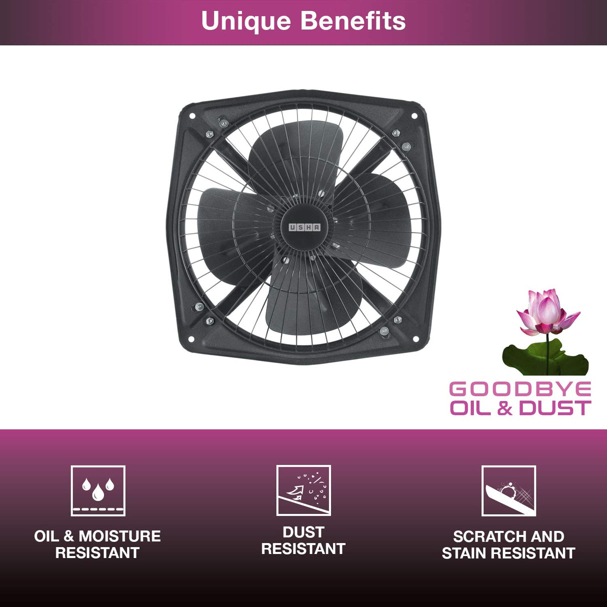 Usha AeroClean Plus 230mm Exhaust Fan (Metallic Grey)