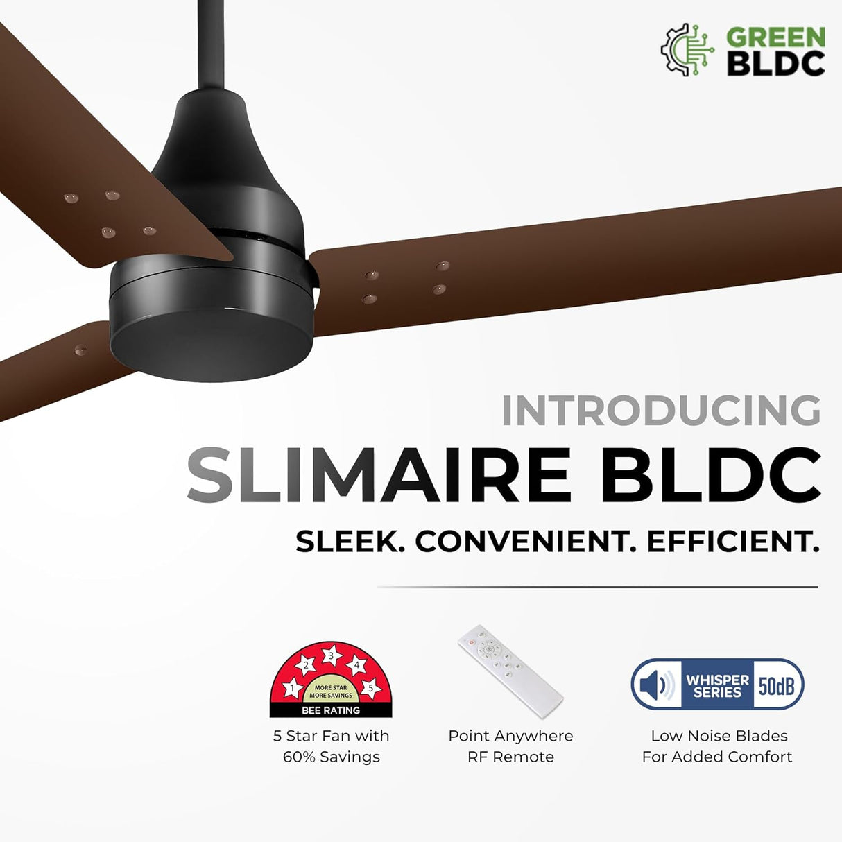 RR Signature Slimaire BLDC Ceiling Fan with Remote (Ale Brown)