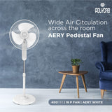 Polycab Aery NS 400mm Pedestal Fan (White)