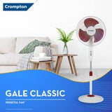 Crompton HighSpeed Gale Classic 400mm Pedestal Fan (White Red)