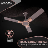 Bajaj Artisan 12S2 1200mm BEE-2 Star Energy Efficient Ceiling Fan (Dark Walnut and Wood)