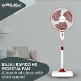 Bajaj Rapido 400mm High Speed Pedestal Fan (Wine Red)