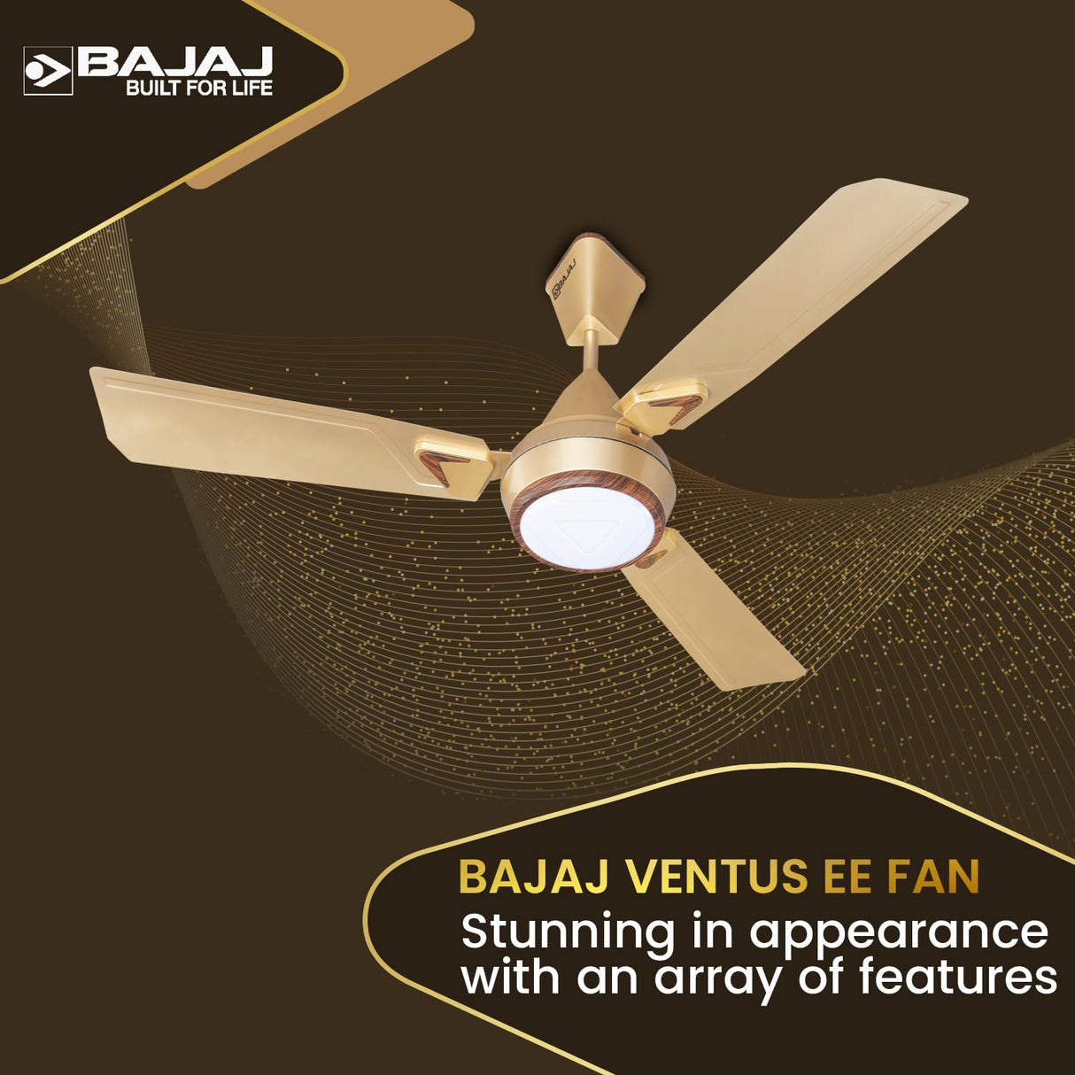 Bajaj Ventus EE 1200 Mm 1 Star Rated Energy Efficient Ceiling Fan (Mystic Gold)