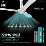 Nnex by Bajaj Glyde A60 1200mm Premium Ceiling Fan (Cotton White)