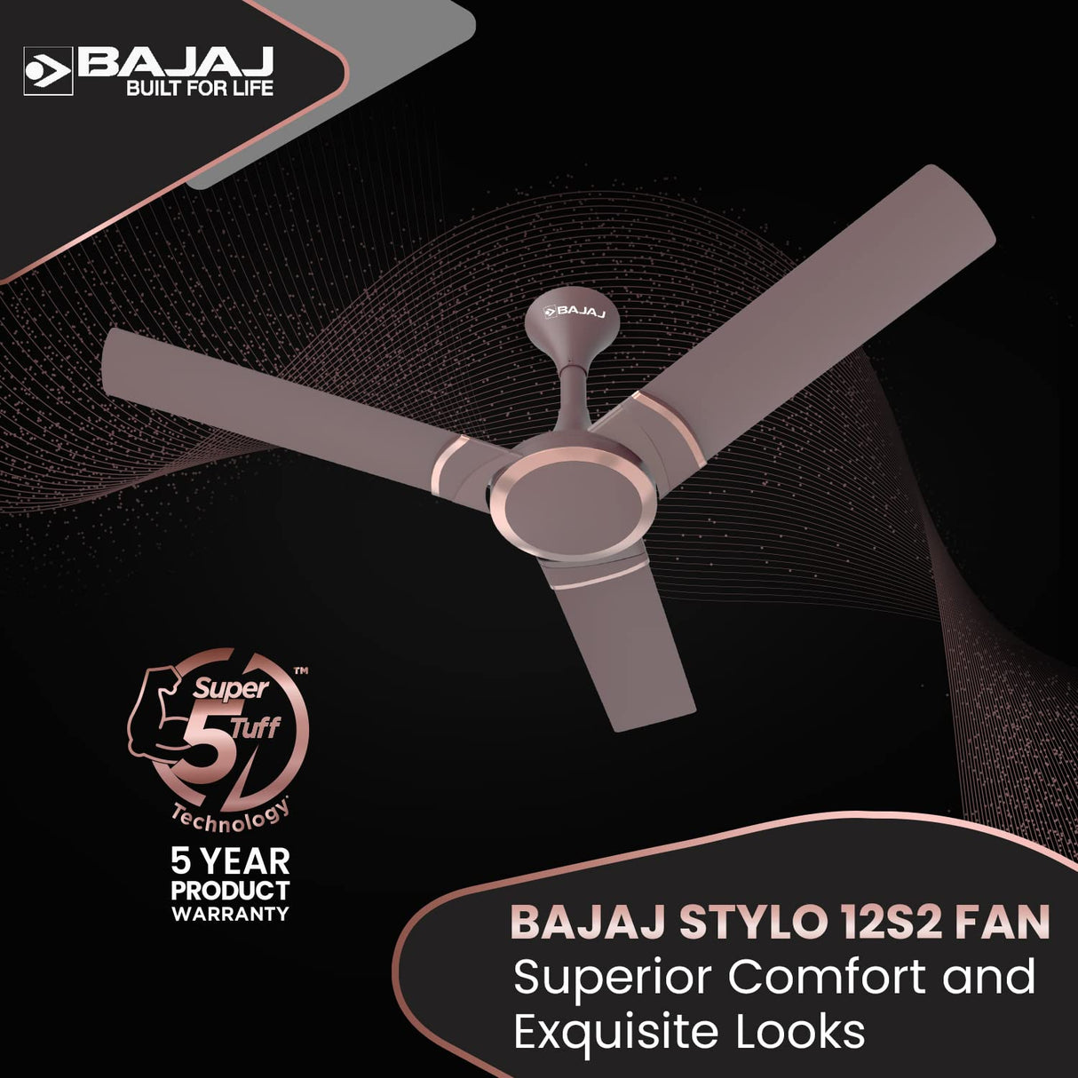 Bajaj Stylo 12S2 1200mm BEE 2 Star Ceiling Fans (Dark Walnut)