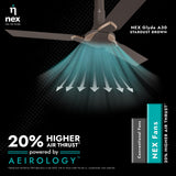 NNEX Glyde A30 1200 mm Premium Ceiling Fan (Stardust Brown)