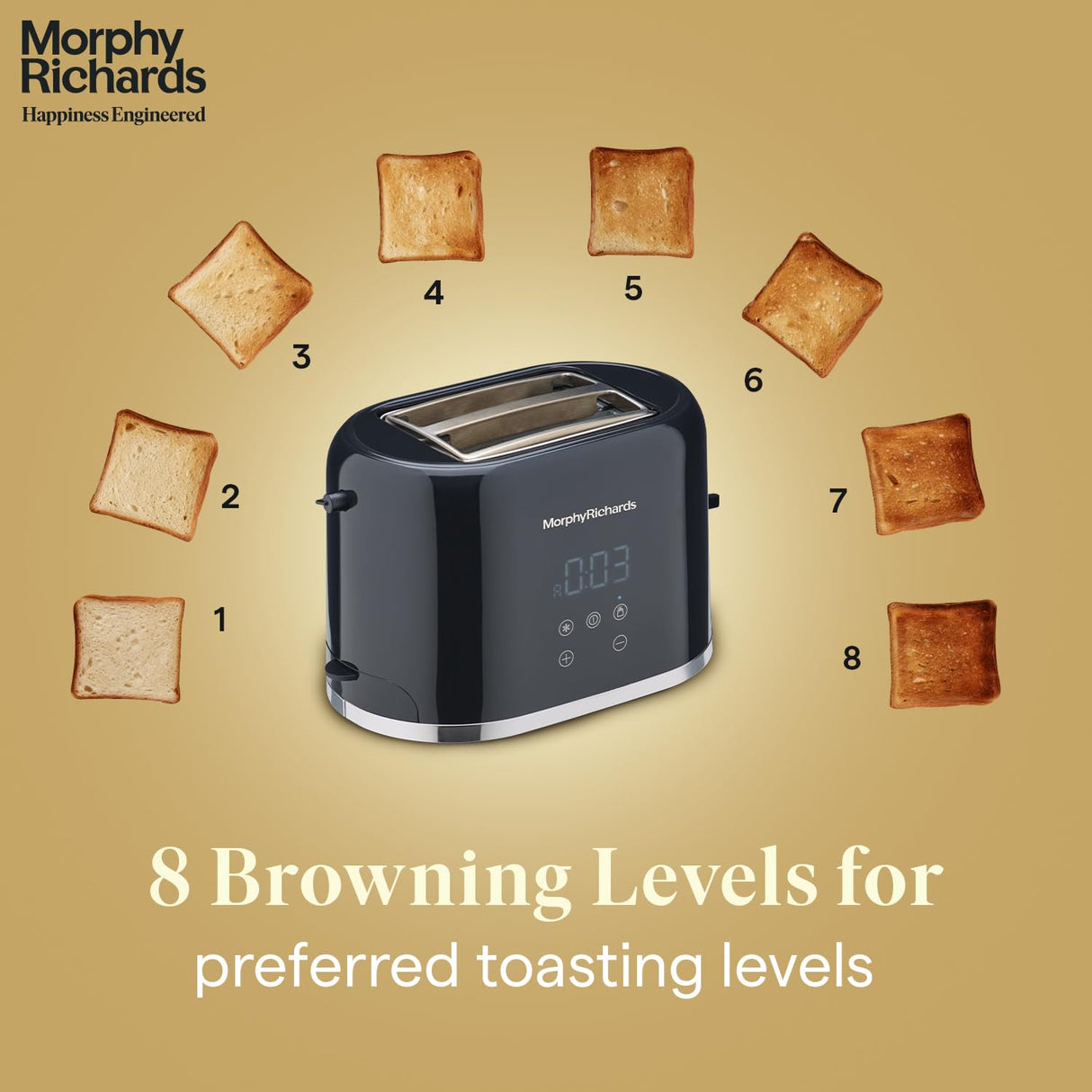 Morphy Richards Windsor Series Digital 2 Slice 800W Pop Up Toaster (Black)