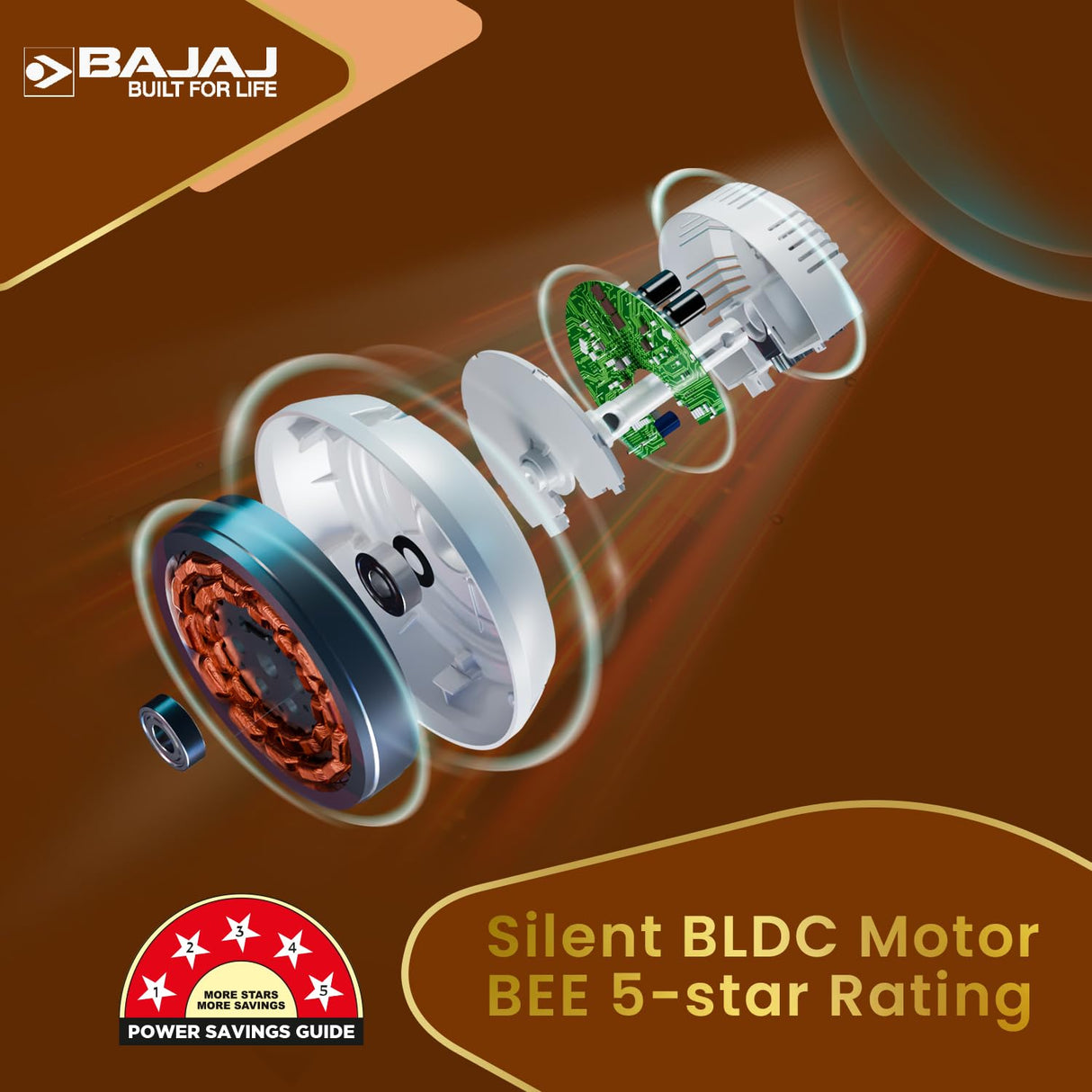 Bajaj Arioso Luxe 1200mm Bldc Ceiling Fans (White & Silver)