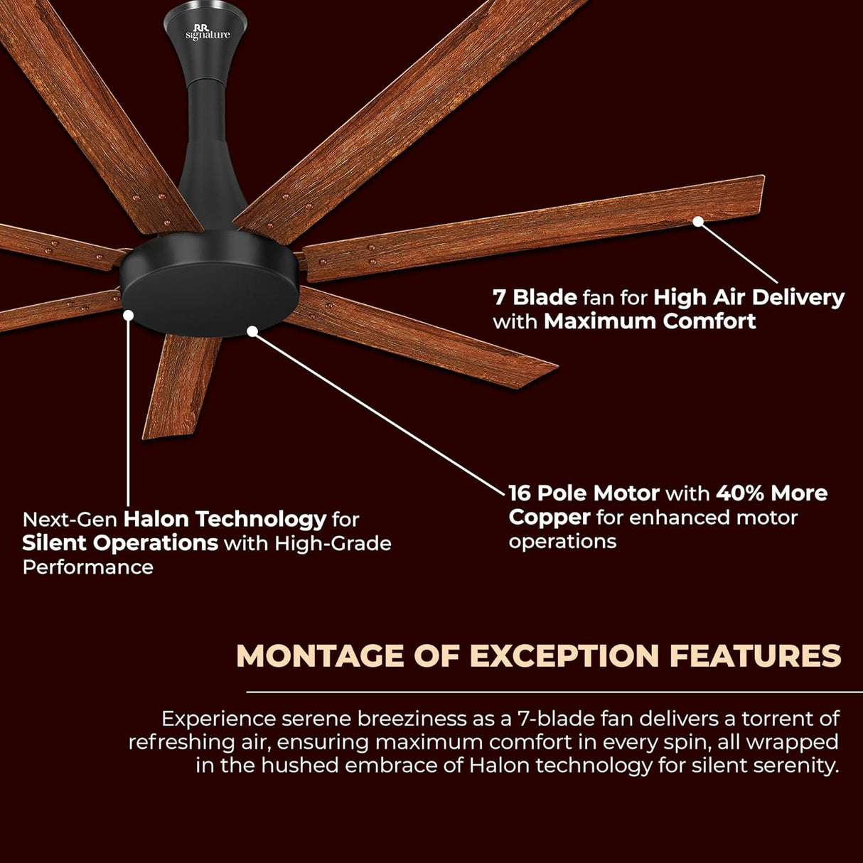 RR Signature Aether Flow 1320mm Ceiling Fan (Mahogany)