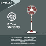 Bajaj Rapido 400mm High Speed Pedestal Fan (Wine Red)