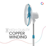 Polycab Optima Mini 400mm Pedestal Fan Turquoise (Blue)