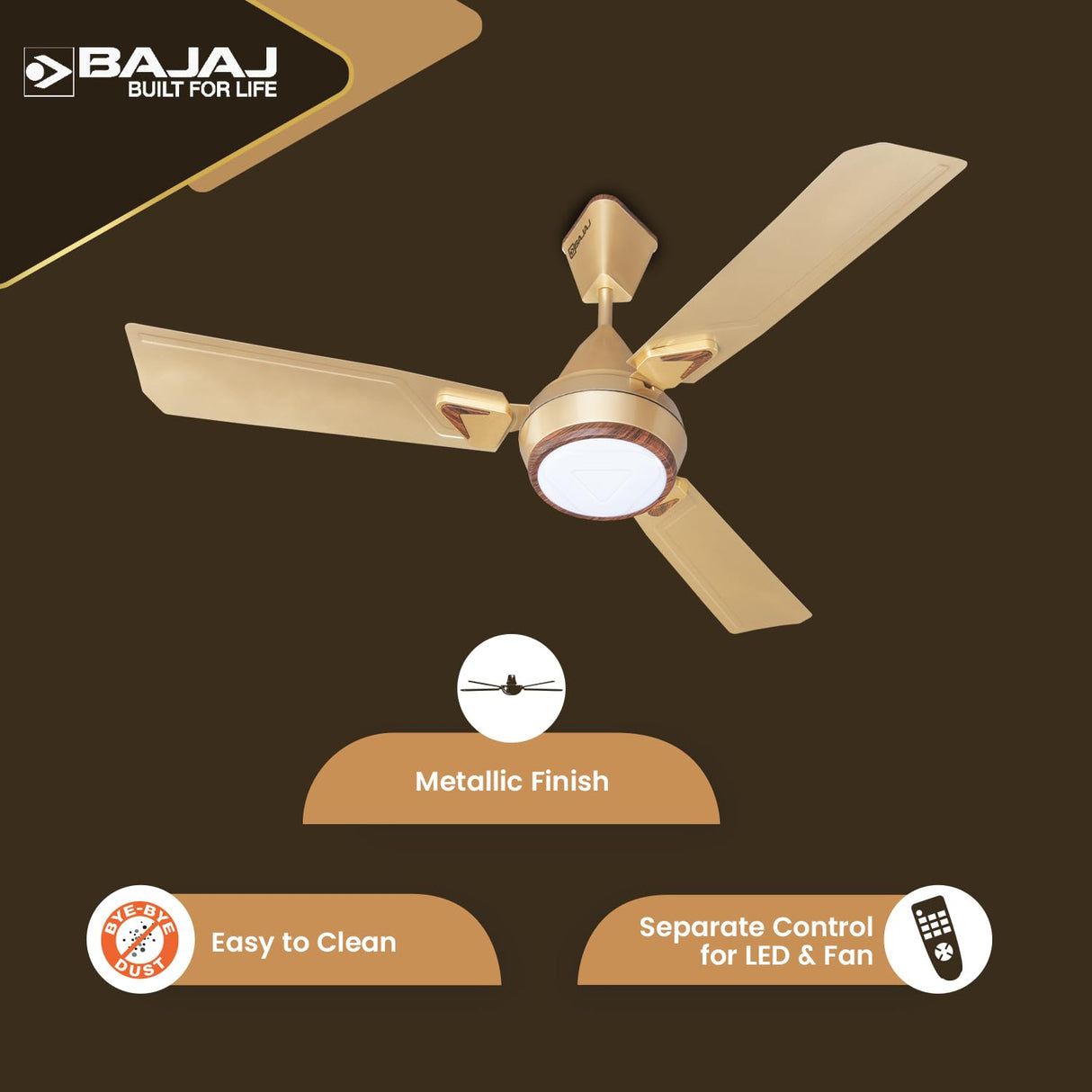 Bajaj Ventus EE 1200 Mm 1 Star Rated Energy Efficient Ceiling Fan (Mystic Gold)