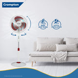 Crompton HighSpeed Gale Classic 400mm Pedestal Fan (White Red)