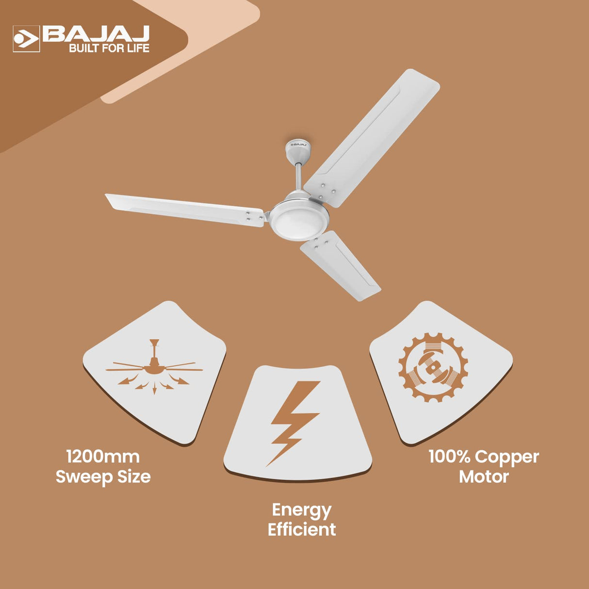 Bajaj Classico 12S1 1200Mm Energy Efficient Ceiling Fan (Glossy White)