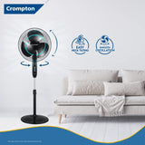 Crompton HighSpeed Gale Classic 400mm Pedestal Fan (Black)