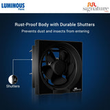 Luminous Vento Deluxe HS 200mm Exhaust Fan (Black)