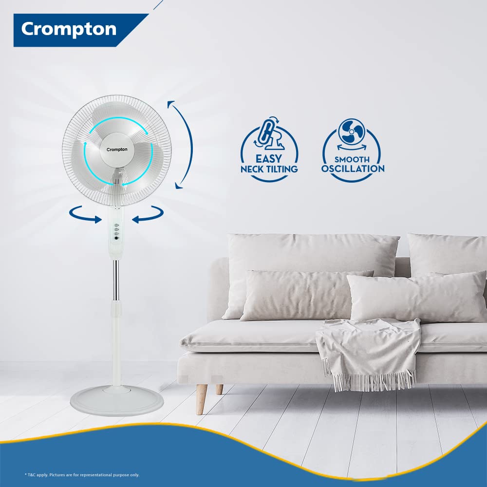 Crompton HighSpeed Gale Classic 400mm Pedestal Fan (KD White)