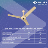 Bajaj Energos26 1200mm Silent BLDC Ceiling Fan (Base Ivory)