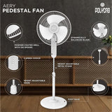 Polycab Aery NS 400mm Pedestal Fan (White)