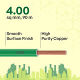 Polycab Optima+ PVC Insulated Copper 4 SQMM FRLF House Wire 90M Green