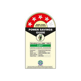 Power savings guide label with star rating system on a white background