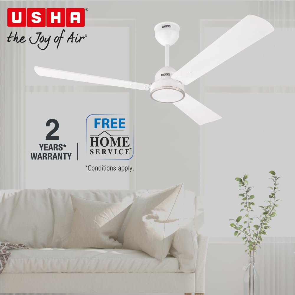 USHA AeroEdge 1200mm BLDC Ceiling Fan with RF Remote (Rich White)