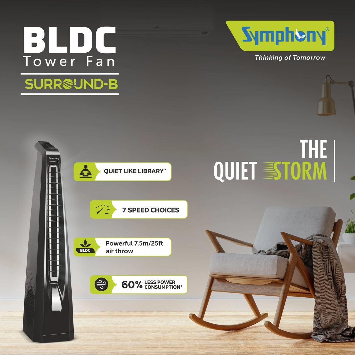 Symphony Surround B (BLDC) Tower Fan - Black