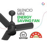 Polycab Silencio Mini 600mm 5-Star BLDC Remote Ceiling fan (Matt Black)