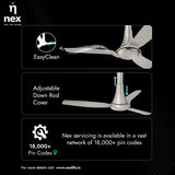 Nnex by Bajaj Dryft A90 1200mm Premium Ceiling Fan (Slate Gold)