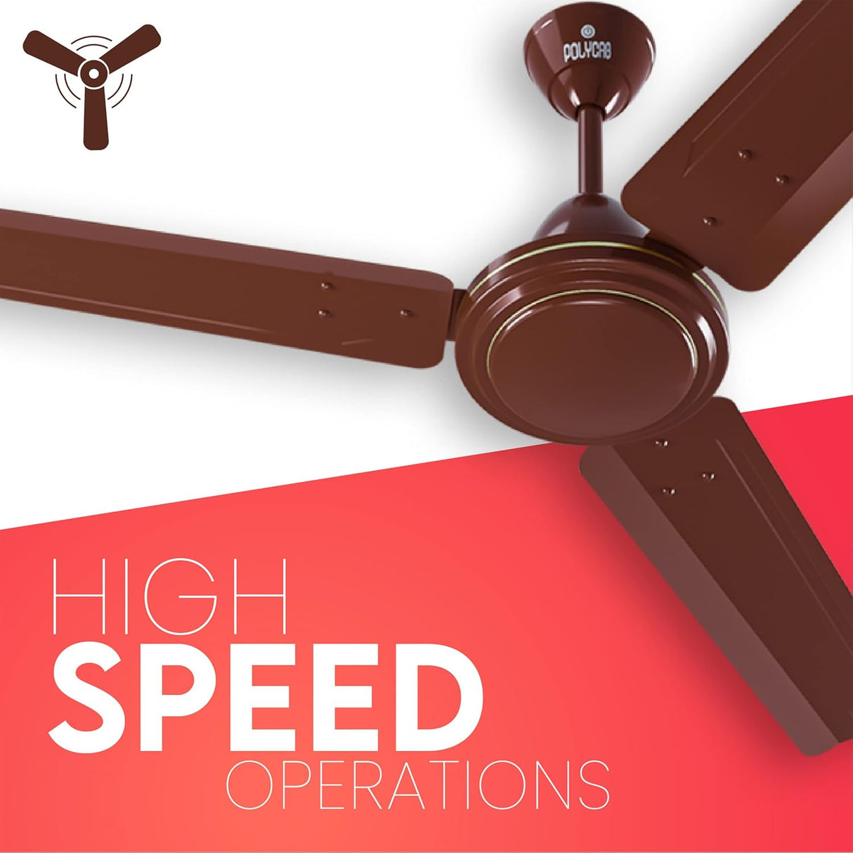 Polycab Zoomer High Speed 1200mm Ceiling Fan (Luster Brown)