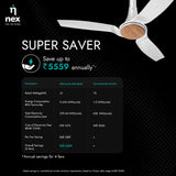 Nnex by Bajaj Dryft A90 Bldc 1200mm Premium Ceiling Fan (White)
