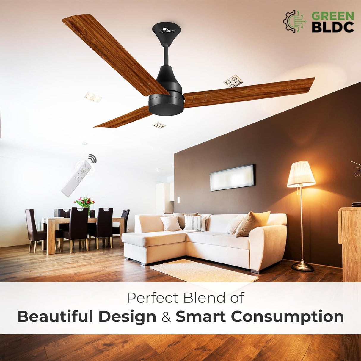 RR Signature Slimaire BLDC Ceiling Fan with Remote (Mahogany)