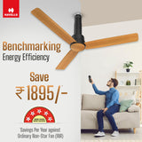 Havells 1200mm Elio Prime BLDC Ceiling Fan (Pinewood Matte Black)