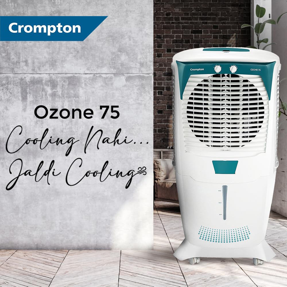 Crompton Ozone 75 Litre Desert Air Cooler White & Teal