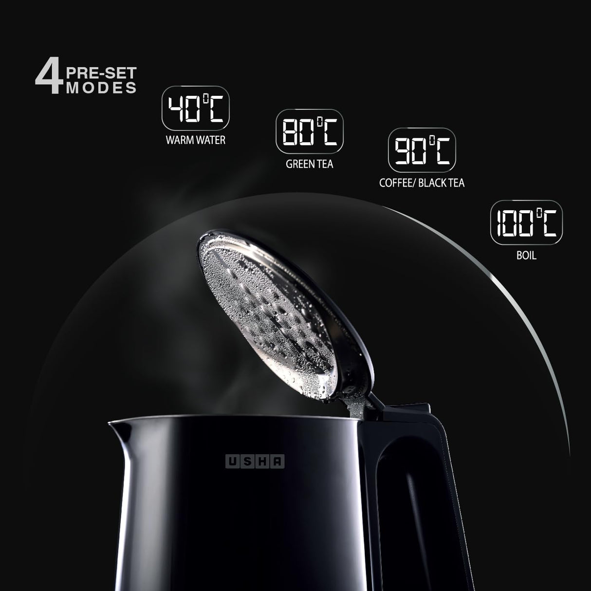 Usha ICHEF Programmable Kettle 2000 Watt 1.5L (Black)