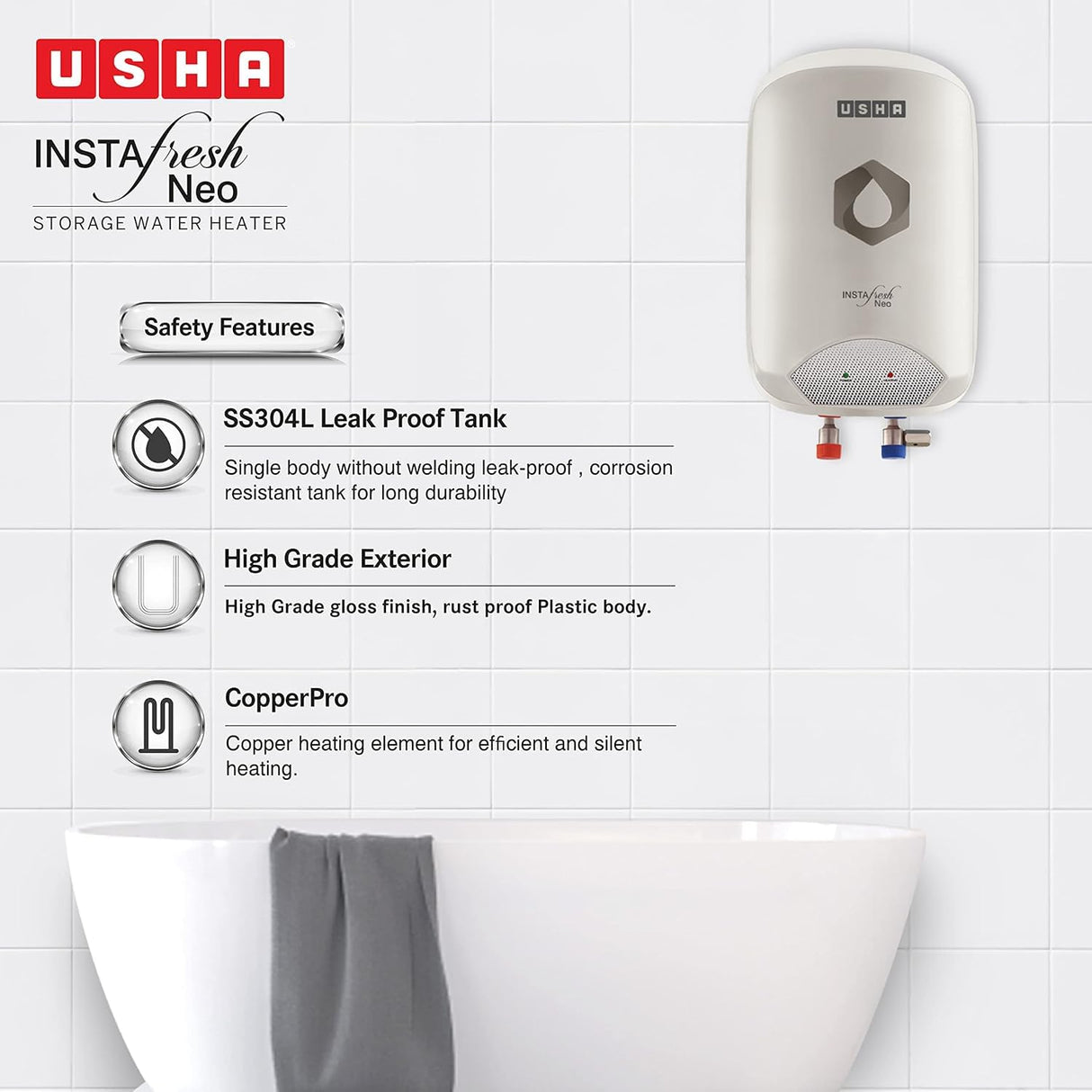 Usha Instafesh Neo 5 Litre Instant Water Heater (White)