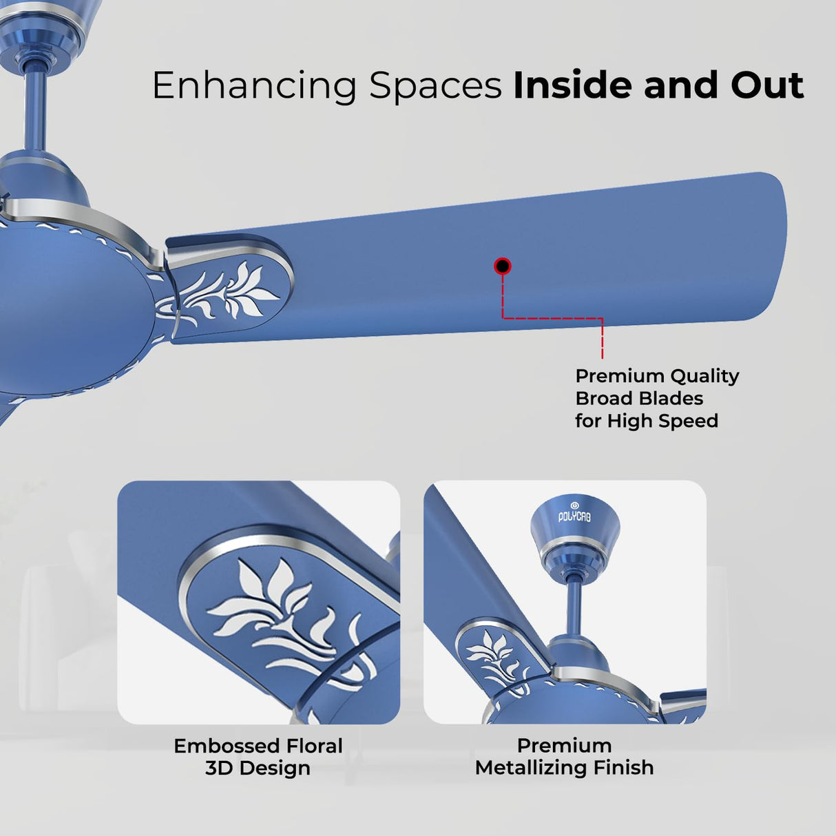 Polycab Eleganz Plus 1200mm Ceiling Fan (Indigo Blue)